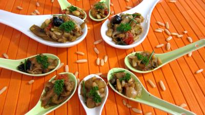 céleri branche : Cuillères de caponata à la sicilienne