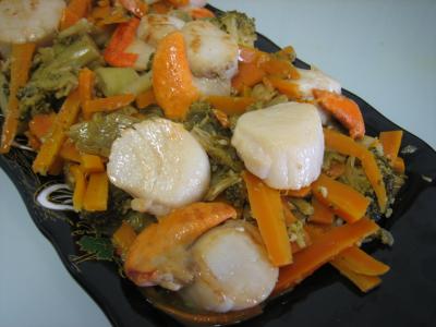 Image : Plat de coquilles saint Jacques au gingembre façon chinoise