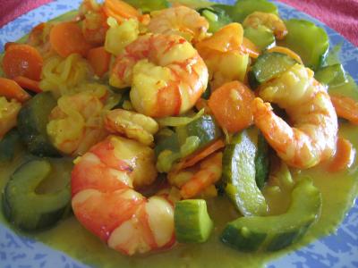 curcuma : Assiette de crevettes au curcuma
