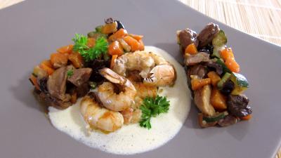 Noël : Assiette de langoustines et sa sauce au floc de Gascogne