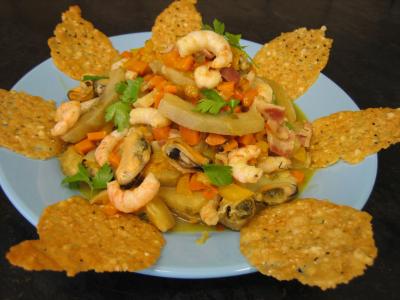 Image : recette Crevettes et moules aux artichauts