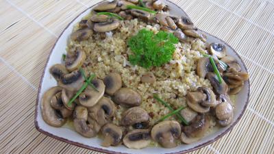 La cuisine des grand-mères : Plat de quinoa en risotto aux champignons
