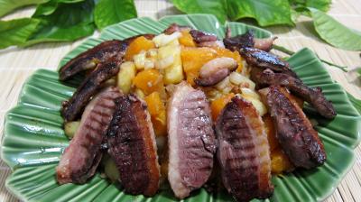 Cuisson au grill : Saladier de citrouille et son magret en salade