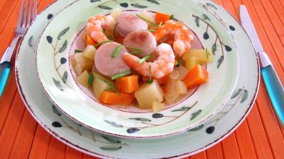 plat complet : Assiette de wok et légumes au Jurançon