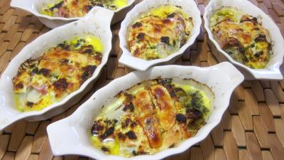 Cuisson au grill : Cassolettes de roulés de saumon et jambon aux endives