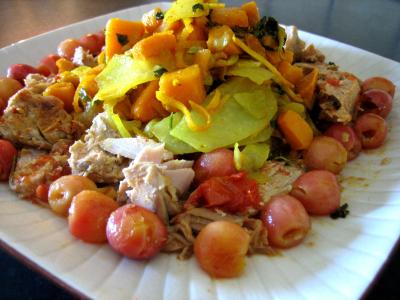 thon rouge : Plat de thon au chou-rave et cerises