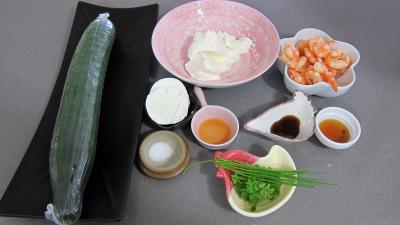 Ingrédients pour la recette : Concombre farci aux crevettes