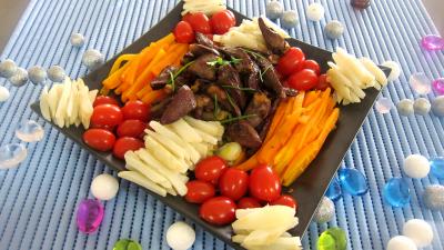 cumin : Assiette d'alumettes de carottes et topinambours en salade