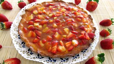 tarte sucrée : Ricotta aux fraises en tarte