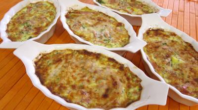 Recette Cassolettes de pousses de bambou et asperges gratinées