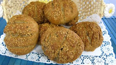 farine complète : Boules de pain au levain à l'ancienne