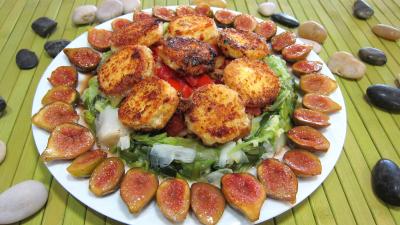 chapelure : Assiette de crottins de chèvre en salade
