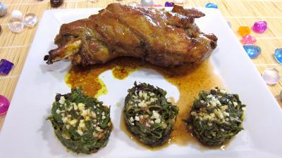 Les grands classiques : Assiette d'épaule d'agneau au miel et sa garniture de bettes