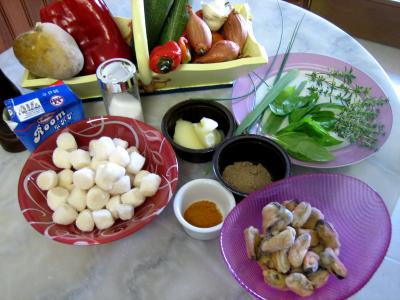 Ingrédients pour la recette : Soupe de noix de Saint-Jacques