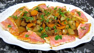 Image : recette Rougets au chou chinois et chayottes