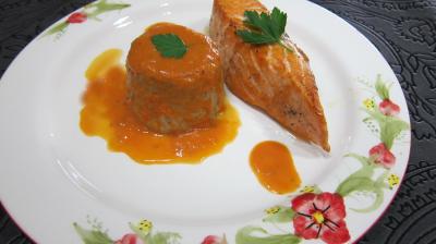 Cuisson au bain-marie : Assiette de saumon aux flans de cocos