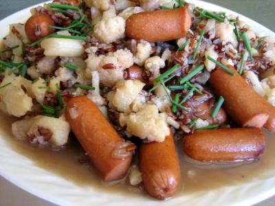 Recette Chou-fleur et riz aux saucisses