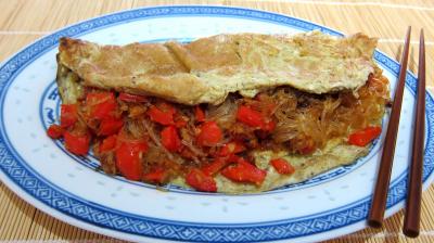 Oeufs : Plat d'omelette végétarienne à la chinoise