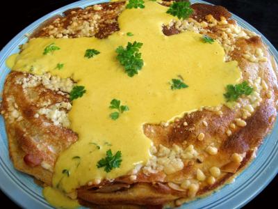 farine de sarrasin : Gâteau de crêpes au sarrasin et aux fromages