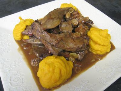 Cuisine diététique : Foie de veau aux raisins secs et au potimarron