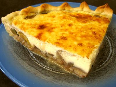 pâte brisée à l'oeuf : Part de courgettes aux champignons en quiche