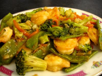 carotte : Plat de sauté de crevettes aux légumes