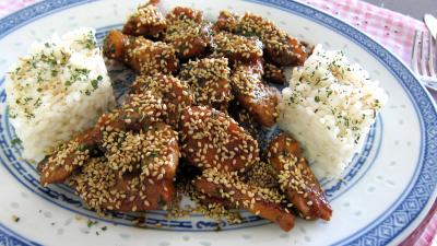 riz : Plat de poulet teriyaki