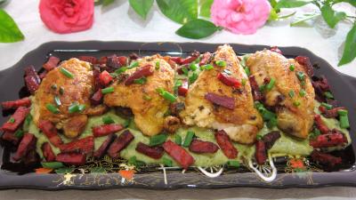 plat à l'alcool : Plat de sauté de poulet à la poire