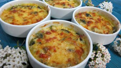 Légumes : Cassolettes de courgettes au gratin