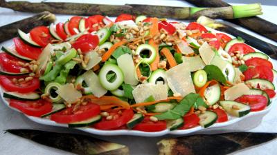 concombre : Assiette de pousses de bambou en salade