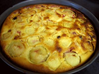 Recette Flan aux pêches et aux raisins secs