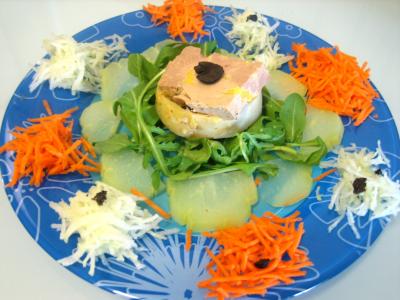 Recette Foie gras en salade chayotte et truffe