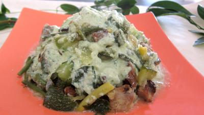 Cuisine diététique : Plat de courgette spaghettis au coulis de pignons de pin
