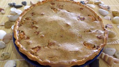 Cuisson à la poêle : Tarte aux poireaux et aux gambas