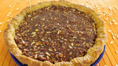 sucre cristallisé : Tarte au caramel aux mendiants