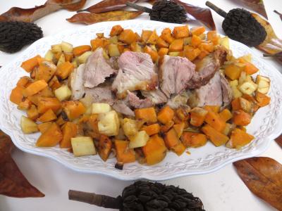 Viandes : Assiette d'épaule d'agneau au romarin, patate douce et panais