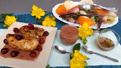 Fête des pères : Sauce aux cerises et ses blancs de poulet