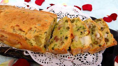 Amuse-bouche : Cake à la saumonette et petits pois