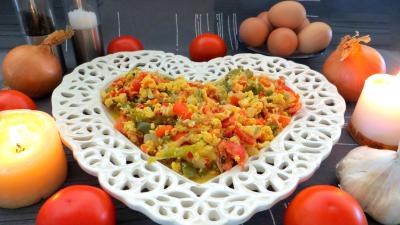 plat complet : Assiette de piperade Basque