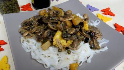 Cuisson à la casserole : Assiette de vermicelles de riz aux câpres