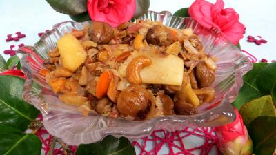 Cuisson à la poêle : Plat de chou aux châtaignes