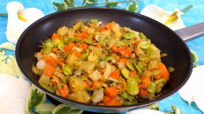 Légumes : Fèves et légumes à l'oseille au wok