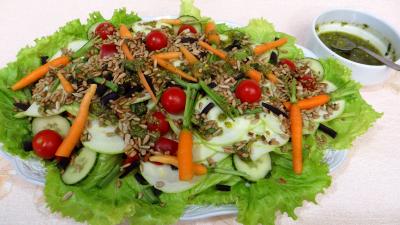 Pour débutants : Assiette de salade de courgette crue au pesto