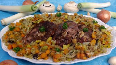 Pour débutants : Plat de tranches de gigot aux carottes