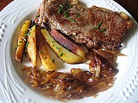 Recette Assiette du contrefilet aux échalotes confites
