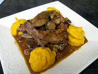 foie de veau au raisins secs et potimarron