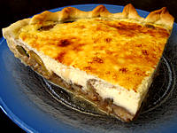 pâte brisée à l'oeuf : Part de courgettes aux champignons en quiche