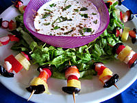 Coquillages et crustacés : Assiette de brochettes de crudités