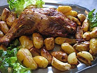fond de veau : Plat de cuisse de dinde aux rattes