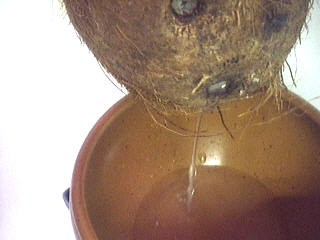 verser l'eau de coco